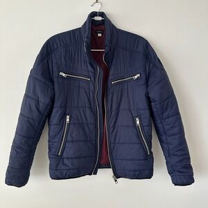 Diesel Men's Navy Blue Quilted Puffer Jacket Moto Biker XXL 2XL Y2K W-Izumo